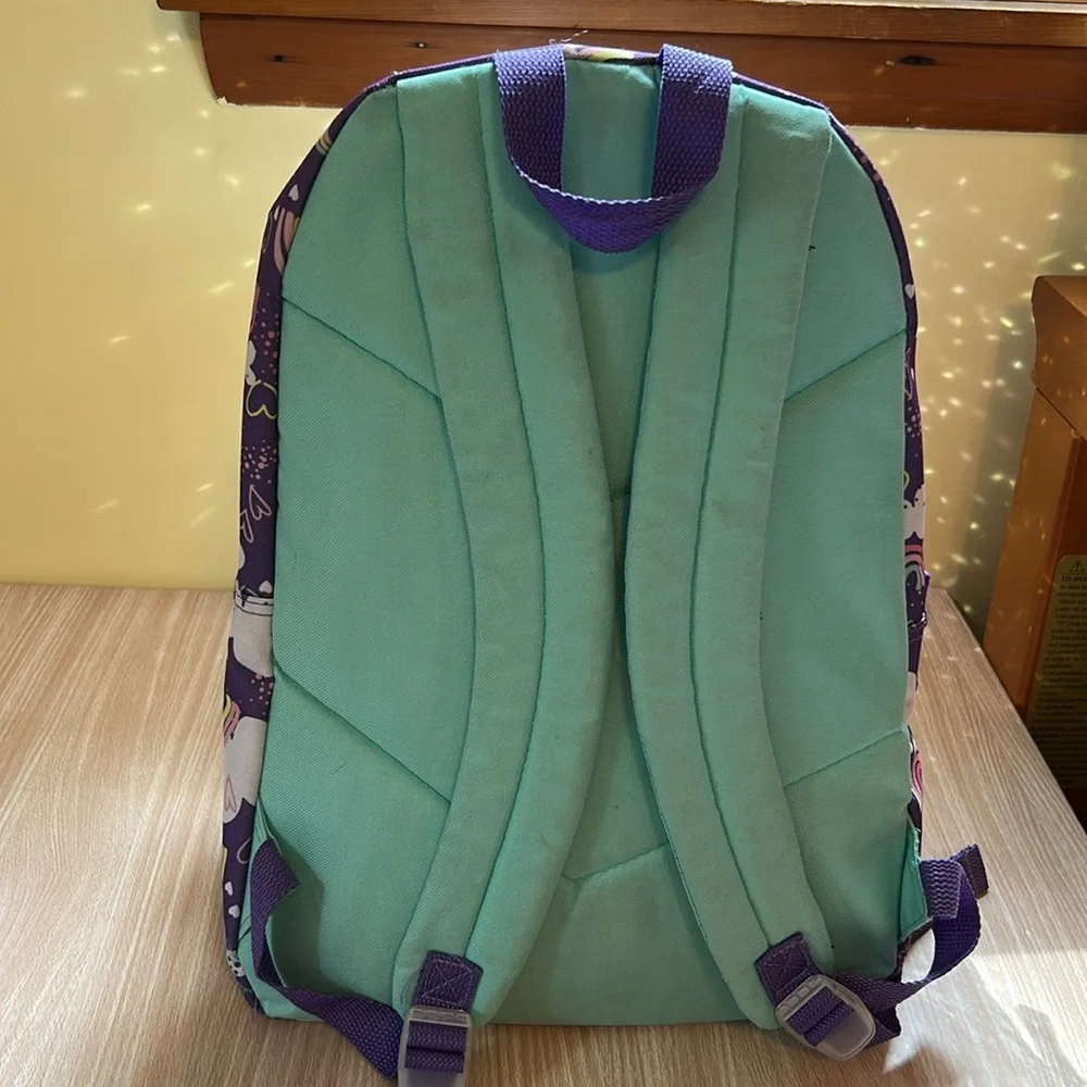 Purple rainbows and sparkles backpack